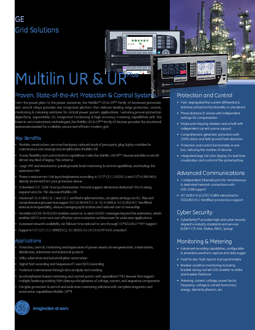 First Page Image of UR-8LH GE UR and UR Plus Universal Relays Manual.pdf